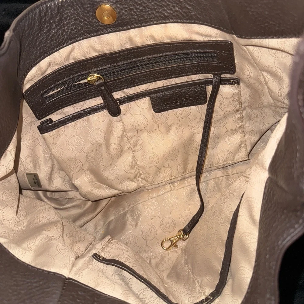 Michael Kors Chocolate Brown Hobo Bag with Gold Detail